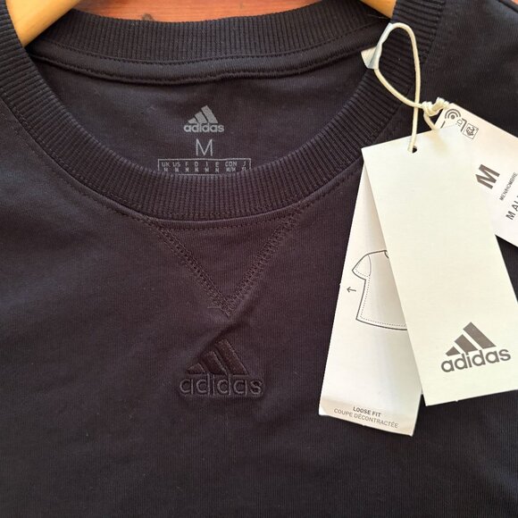 MENS ADIDAS LOOSEFIT MULTISPORT BLACK T SHIRT SZ MED (GENEROUSLY SIZED); NWT - Picture 2 of 4
